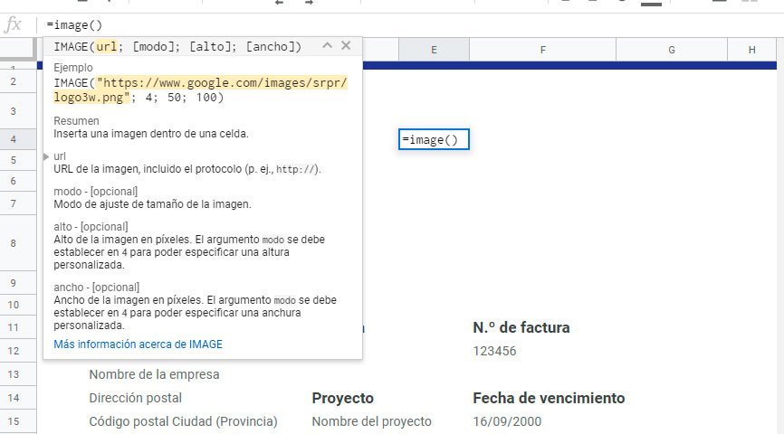 Como insertar una imagen en Google Sheets