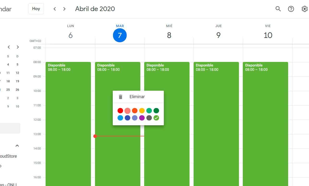 Calendario para trabajar desde casa